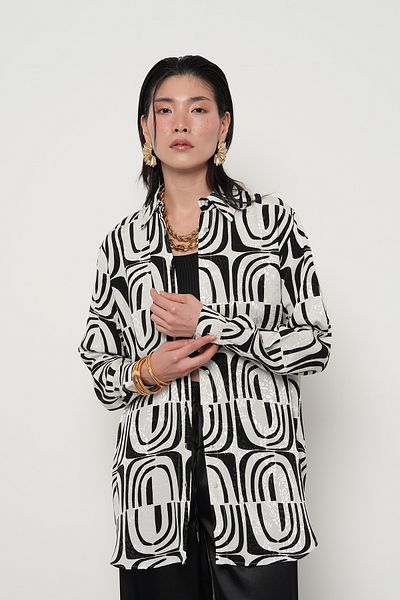 Orfeo Negro Cămașă JACQUARD DEȘTEREA MĂRIME MĂRIME pentru femei