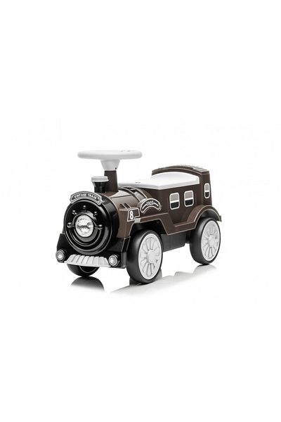 Nichiduta Trenulet fara pedale pentru copii Vintage Train Brown cu spatiu de depozitare sub scaun, r