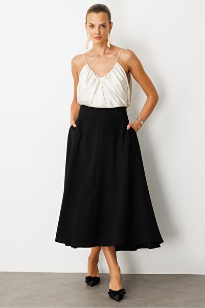 accort Cep Detay Uzun Etek-SİYAH