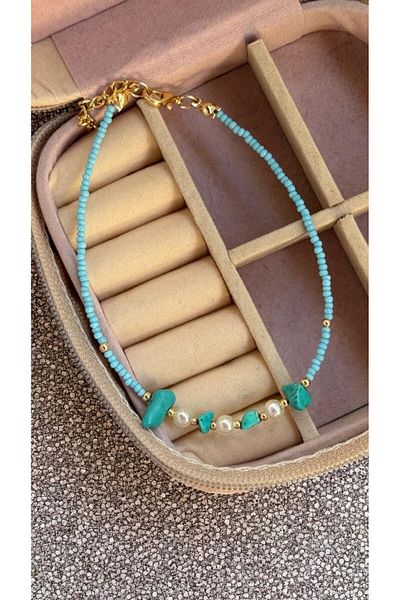 MUTENA Bijouterie Colored Pearl Anklet - Pearl Stone Anklet