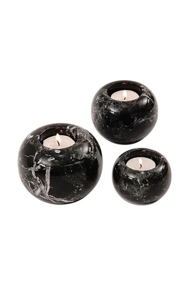Radicaln Marble Tealight Candle Holders – 3-Piece Black Set for Table Decor, Wedding & Gift Use