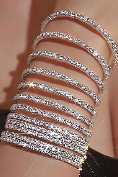 TAKIŞTIR Silver Color Stone Detailed Spiral Bracelet