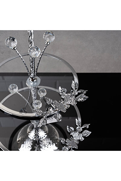 Hinora 2 Tier Presentation Plate with Stoned Glass Holder Cookie Holder 20-25X50Cm