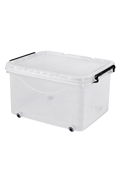 Lawazim صندوق تخزين 32 لترًا - 49 × 35 × 28 سم من بلاستيك ABS الشفاف مع غطاء ...