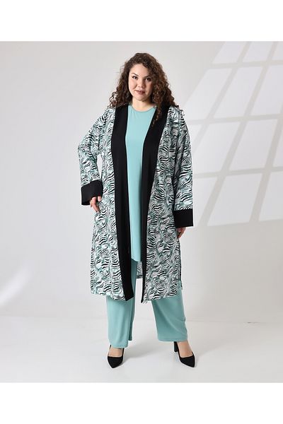 Fi'l Arz Fashion Patterned Plus Size Suit