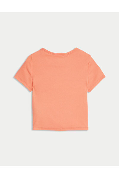 Marks & Spencer Pamuk Karışımlı Fitilli Tişört (2-16 Yaş)