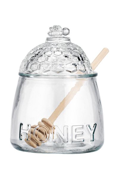 Parfait Glass Honey Jar with Bamboo Dipper 500ml