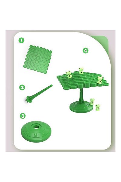 Flippy Interactive Game, Flippy, Balanced Frogs, +3 Years, 50 Pawns, 14 x 7 x 14 cm, Green