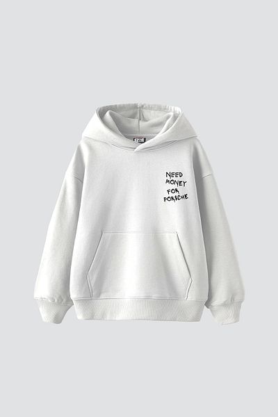 Sekizbiraltı Χρειάζεστε χρήματα για το Porsche Printed Oversize Unisex White Hoodie