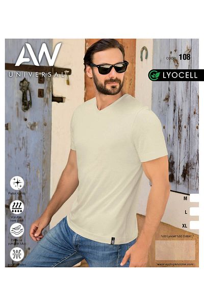 Aydoğan Tricou de bază pentru bărbați cu decolteu în V