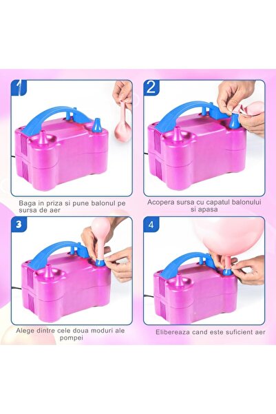 LEVCO Pompa Electrica pentru Umflat Baloane, Compact si Usor de Utilizat, cu Functie de Siguranta si Duze