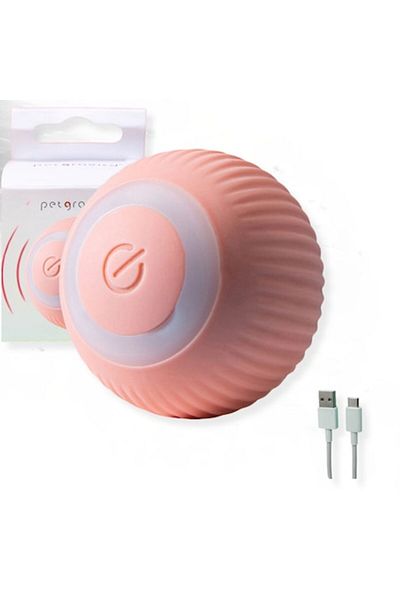 SMART GADGETS C&A Interactive Rotating Ball for Cats and Dogs with LED Lights, USB Cable, Pink