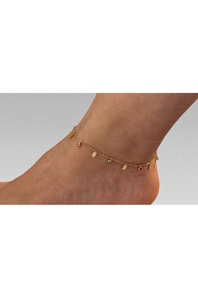 MUTENA 316L Steel Color Foot Anklet Thin Chain Zircon Stone Anklet