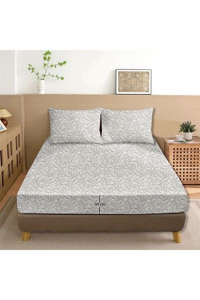 Evim Dalya 100% Cotton Double Fitted Sheet Set Light Beige - 180X200+30 cm