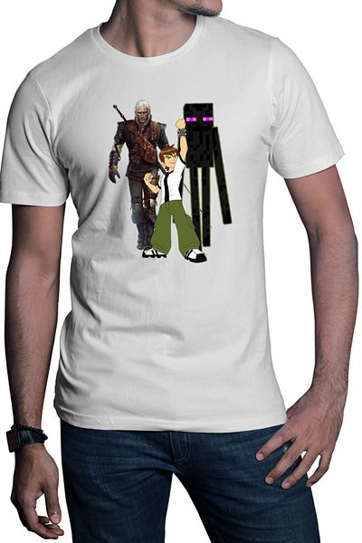 OEM Men's T-shirt Ben 10 Watch Minecraft Enderman Witcher Gerald Sword