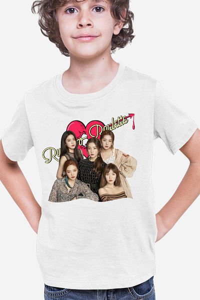 OEM Red Velvet Russian Roulette Heart Album New Hit Kids T-shirt