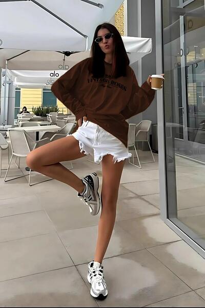 Madmext Brown Printed Long Sleeve T-Shirt Mg2451