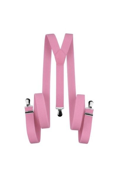 OEM Women's Narrow Suspenders with Metal Clips, 1.5cm, Pink