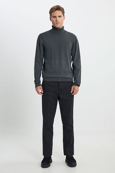 AC&Co / Altınyıldız Classics Men's Anthracite-Melange Regular Fit Full Turtleneck Sweater