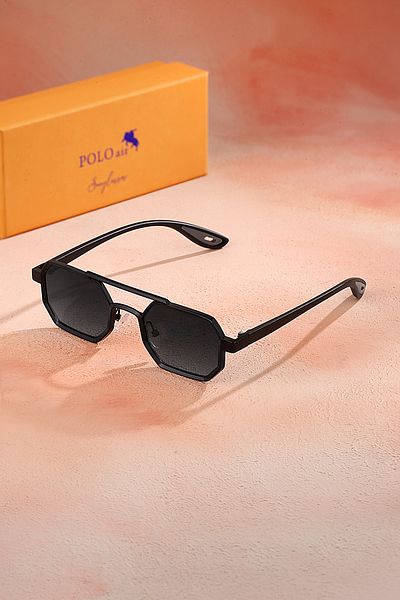 Polo Air Uv400 Protection Metal Frame Plastic Handle Unisex Sunglasses Black Color Plg-2102C1