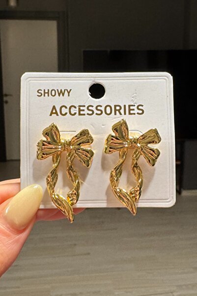 C&E Design Kadın Gold Fiyonk Küpe