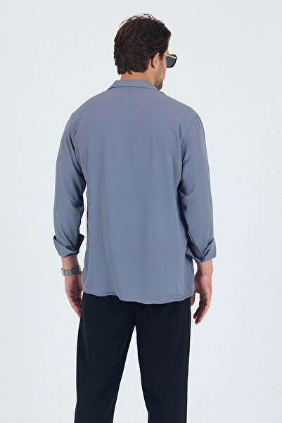 Trn JNS Berlin Gray Summer Aerobin Linen Textured Comfortable Fit Oversize Men's Shirt