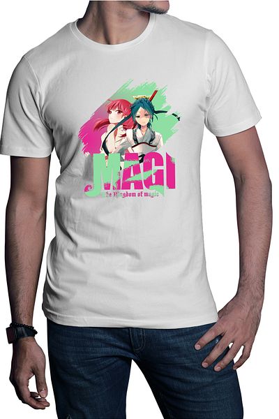 OEM Men's T-shirt Magi The Labyrinth of Magic Morgiana Hakuryuu Logo Brush