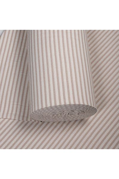 shules collection Μπεζ Ριγέ Λινό Ύφασμα - Πλυμένο Ύφασμα 100x230cm