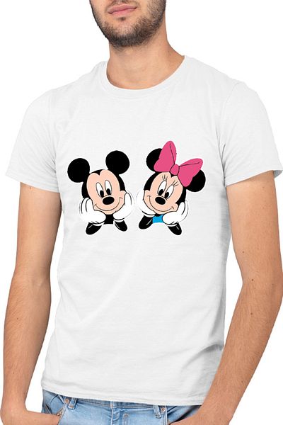 OEM Men's T-shirt Mickey Mouse Minnie Couple Love Cute