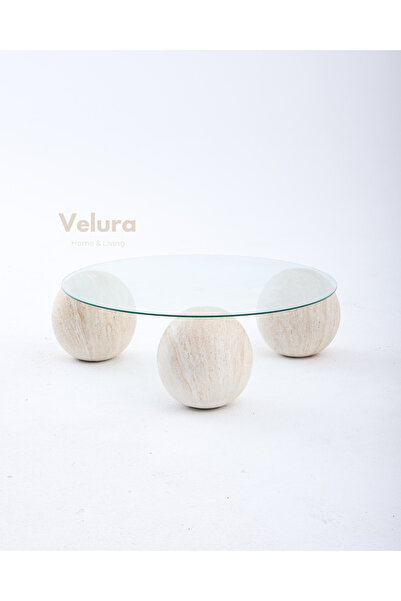 Velura Home & Living Modern Orta Sehpa & Küre Sehpa & Top Sehpa & Şeffaf Yuva...