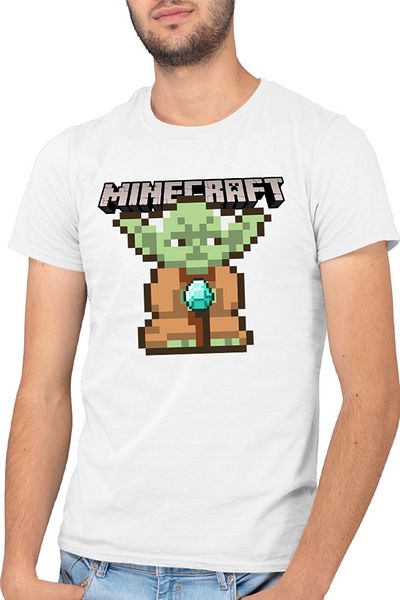OEM Men's T-shirt Baby Yoda Minecraft Pixel Art Cute