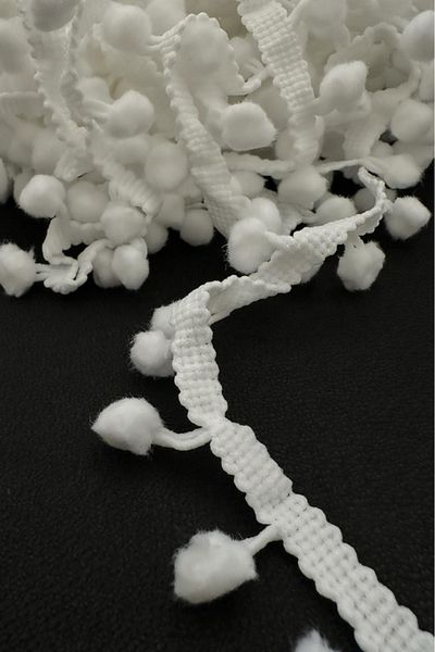 Hobi Goom White Pompom Ribbon - 2 Meters |   Design, Clothes, Handicraft Decoration