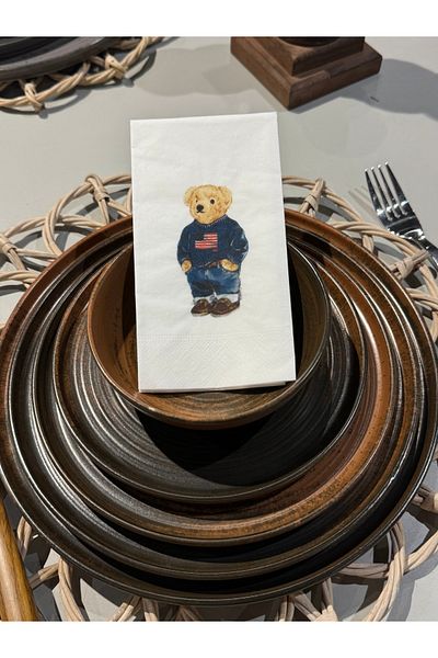busrasdesign Teddy Usa Printed Presentation Napkin 16 Pcs