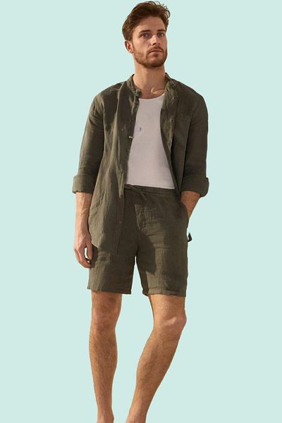 PayBuy Men's Regular Fit Linen Shorts Color Pipe Leg Is a Must-Have in Summer the Place Where Style Meets