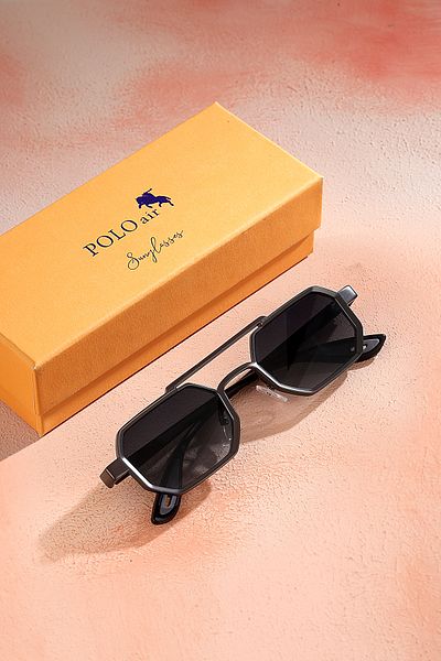 Polo Air Uv400 Protection Metal Frame Plastic Handle Unisex Sunglasses Black Anthracite Color Plg-2102C2