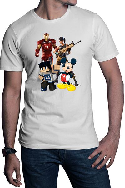 OEM Men's Ironman Mickey Mouse Minecraft Fortnite Games T-shirt