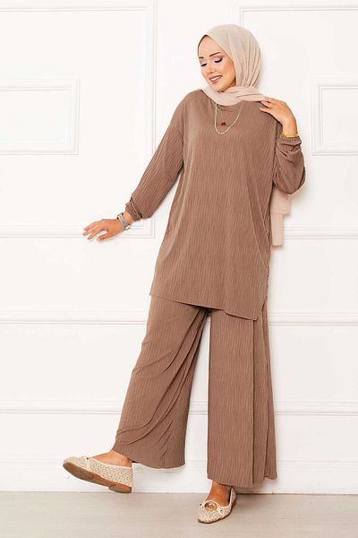 EBRUTESETTÜR Kraş Pattern Sandy Double Set