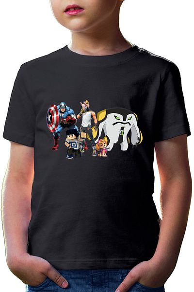 OEM Kids T-shirt Captain America Fortnite Fox Skin Minecraft Steve Paw Patrol