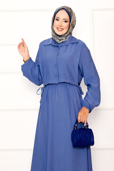 EBRUTESETTÜR Bolero Waist Gathered Hijab Dress Set