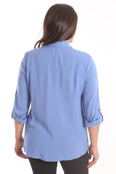 Metpoint Trend42plus Великий розмір Індіго Камінь Друкована Тканина Сорочка