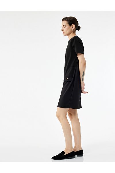 Koton Crew Neck Short Sleeve Mini Dress with Applique Detail
