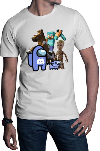 OEM Men's T-shirt Among Discord Baby Groot Minecraft Diamond Sword