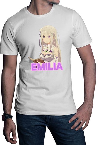 OEM Men's T-shirt Re Zero Emilia Cat Magical Princess Kind Wizard Time