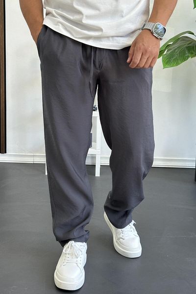 Edwox Ανδρικό παντελόνι με ελαστική μέση Modal Fabric Καπνιστό Edw396