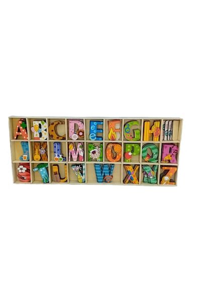 OEM Set de litere colorate din lemn, 3 cm, 135 buc/set