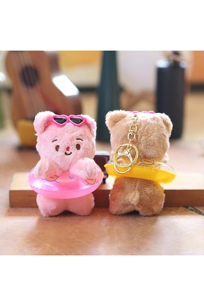 Fivy Sea Ring Plush Teddy Bear Keychain 1 Piece