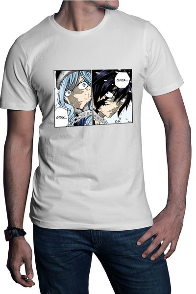 OEM Men's T-shirt Fairy Tail Otaku Manga Gray