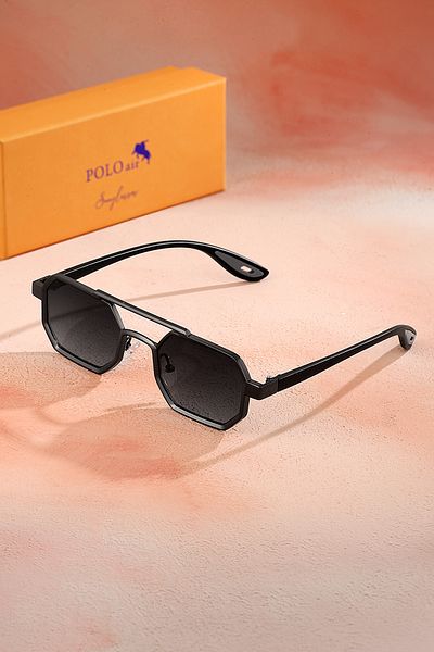 Polo Air Uv400 Protection Metal Frame Plastic Handle Unisex Sunglasses Black Anthracite Color Plg-2102C2
