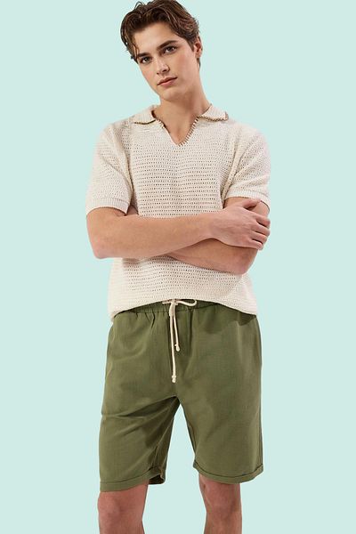PayBuy Men's Linen-Look Cotton Shorts Comfortable Fit Daily Use Indispensable for Weekend Summer