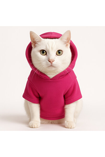 Buddy Store سويت شيرت بقلنسوة وردي اللون للقطط مطبوع عليه PowerPuffGirl مقاس L